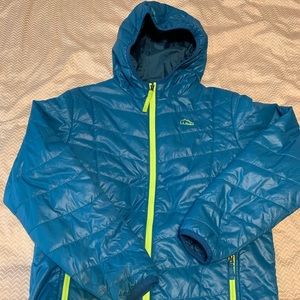 LL Bean Kids Puff-N-Stuff L14-16 Primaloft Jacket, teal color